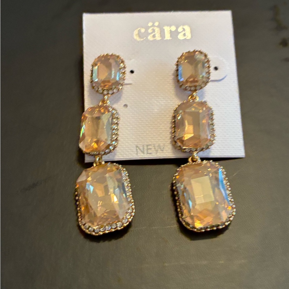 Cara Cara Gold and Crystal Statement Earrings - Picture 2 of 5